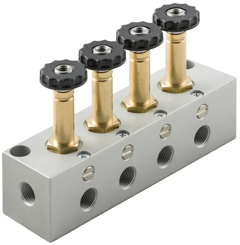 ELECTROPILOTO 3/2 NC COMANDO MANUAL EN PLACA BASE 07VB